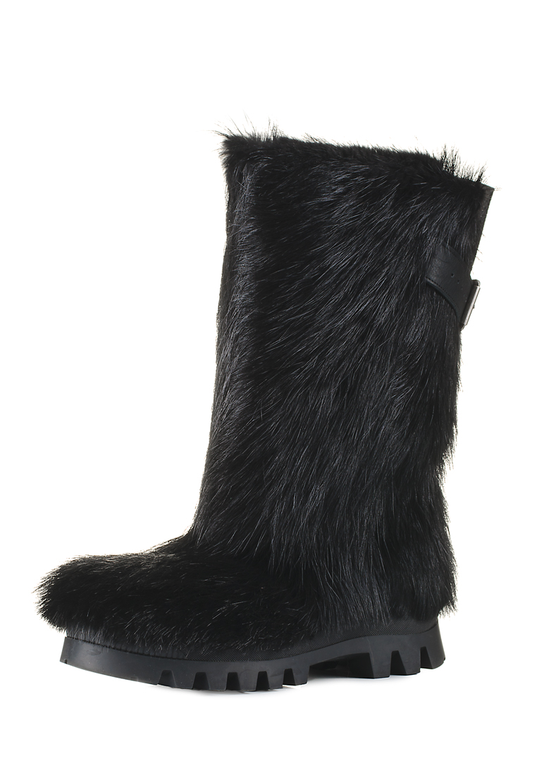 Thor Wedge High Fur Yeti Boots Black Nutria Fur