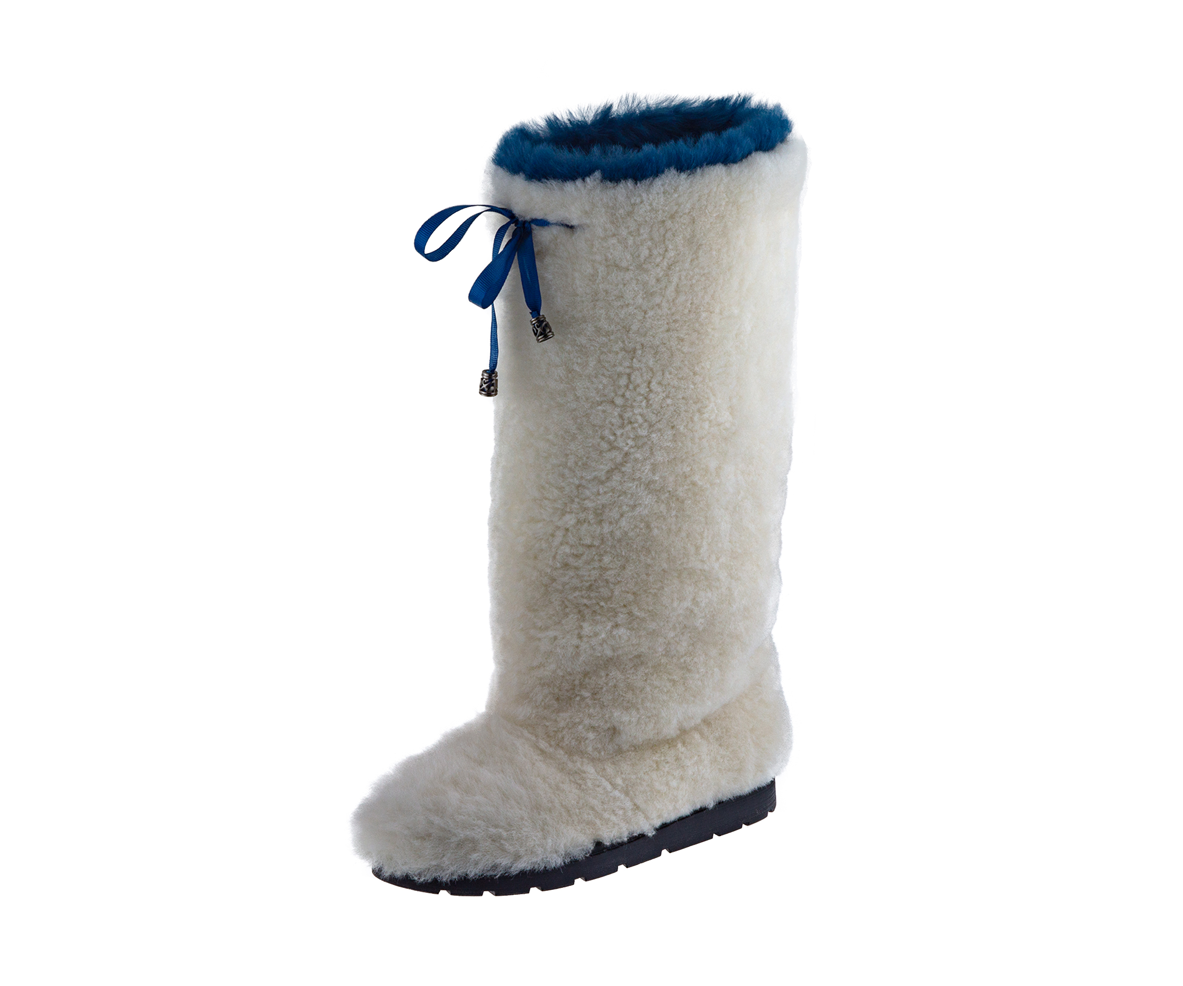 Elizabeth White High Fur Shoes (Sheepskin Fur)