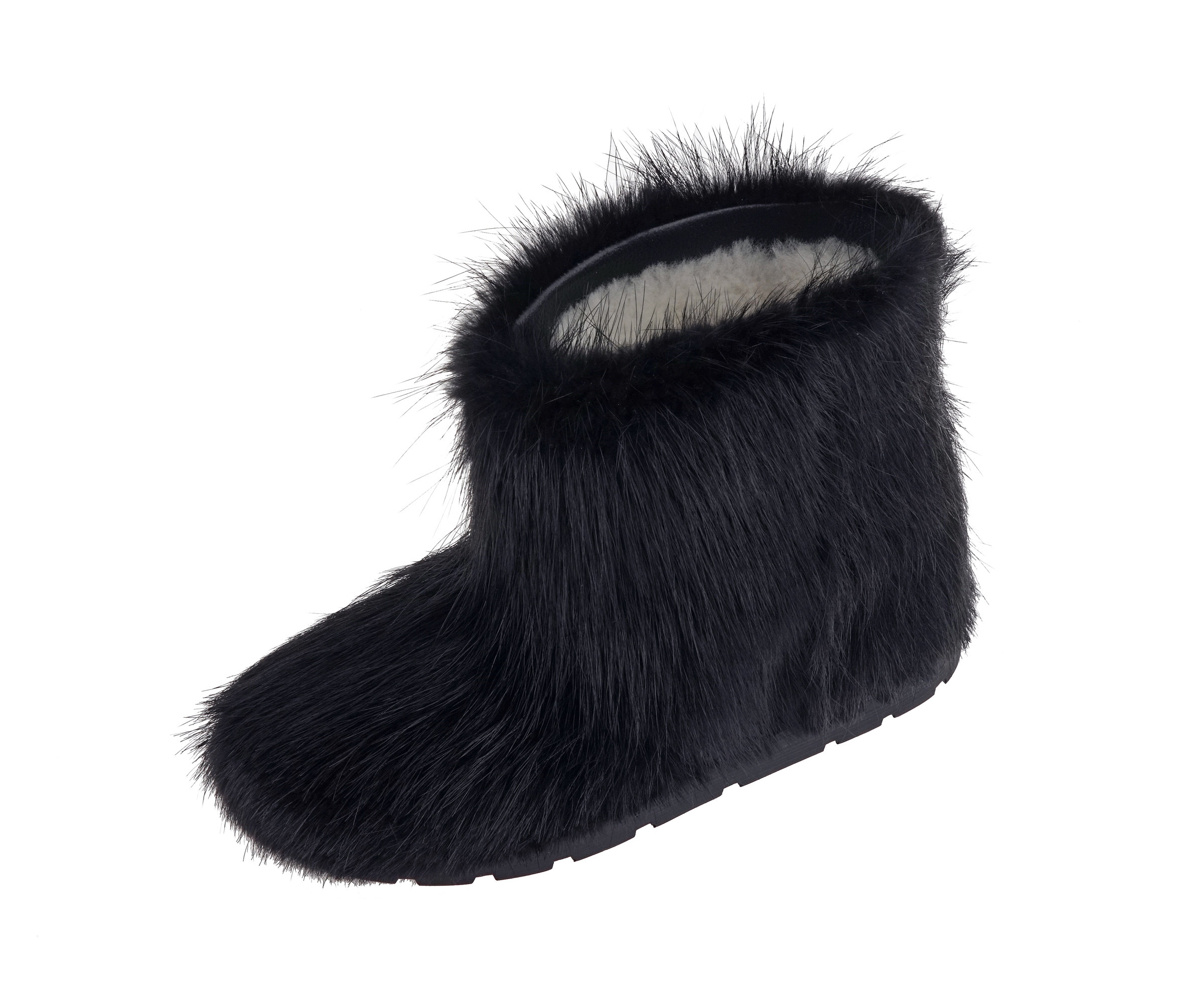 Dali Short Fur Shoes (Black Nutria Fur)