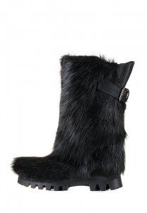 Thor Wedge High Fur Yeti Boots Black Nutria Fur