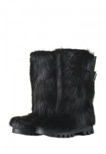 Thor Wedge High Fur Yeti Boots Black Nutria Fur