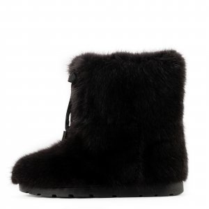 Mimi Short Fur Black Shoes (Muskrat Fur)