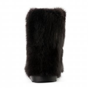 Mimi Short Fur Black Shoes (Muskrat Fur)