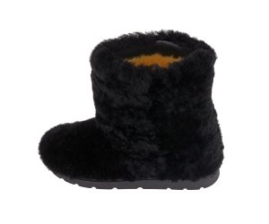 Yeti in the city Black Short Fur Shoes (Sheepskin Fur)