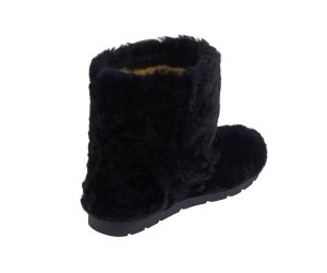 Yeti in the city Black Short Fur Shoes (Sheepskin Fur)