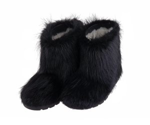 Dali Short Fur Shoes (Black Nutria Fur)