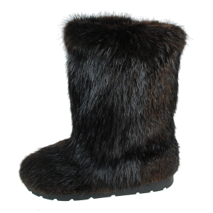 Skadi Brown High Fur Shoes (Beaver Fur)