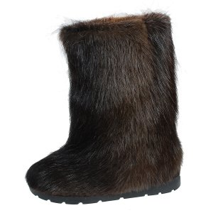 Hilda High Fur Brown Shoes (Nutria Fur)