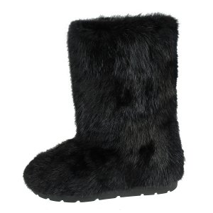 Nate High Fur Black Shoes (Muskrat Fur)