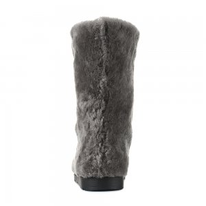 Yeti in the city Gray High Fur Shoes (Sheepskin Fur)