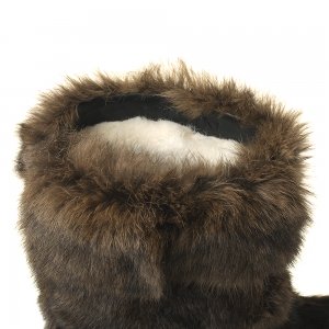 Keri Khaki High Fur Shoes (Rabbit Fur)
