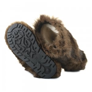 Keri Khaki High Fur Shoes (Rabbit Fur)
