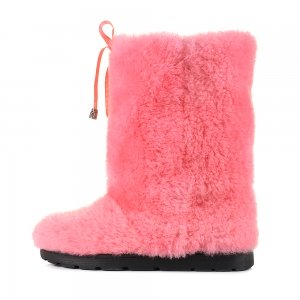 Yeti in the city Pink High Fur Shoes (Sheepskin Fur)