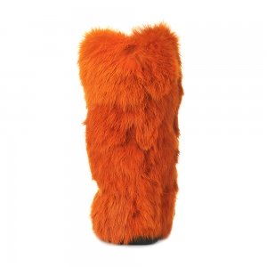 Keri Orange High Fur Shoes (Rabbit Fur)